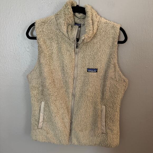 PATAGONIA Los Gatos Beige Fuzzy Vest Size XL Fall comfort zip up - Picture 1 of 4